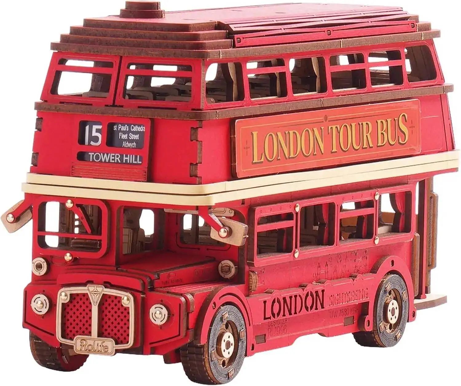 Creative 3D Puzzle Building Kit, Handmade DIY Wooden Assembly Model, Desktop Ornament, Children's 3D Puzzle Toy Bus Gift tools