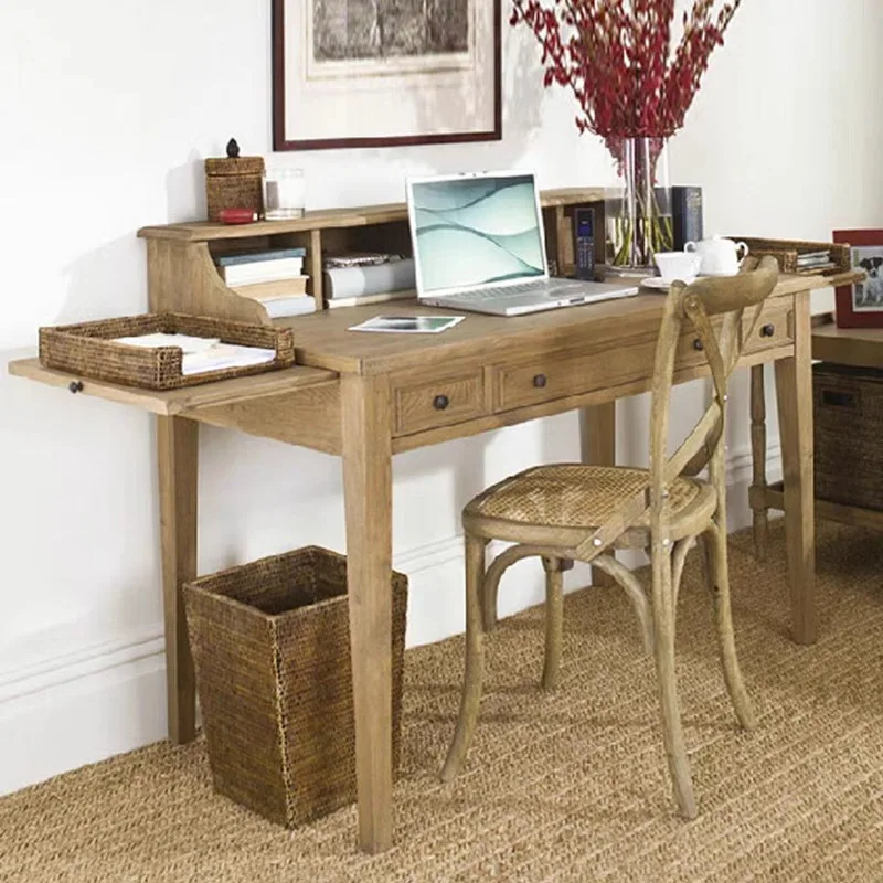 American retro old oak desk French with drawers storage home study table computer table master bedroom dresser