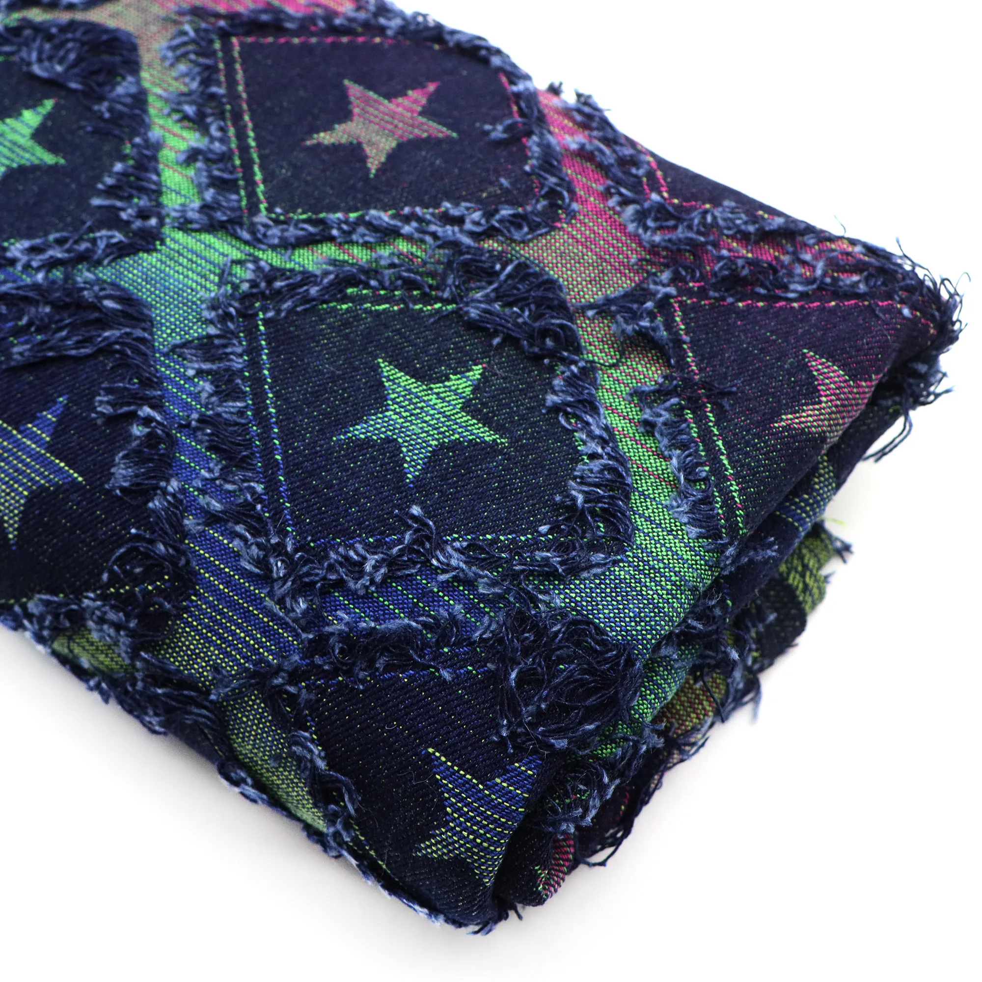 

Pre-cut 1Pc Plaid Grid Star Pattern Distressed Denim Fabric