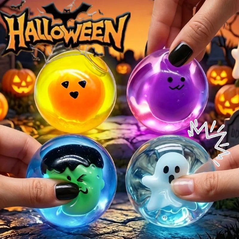 1 pièce Jouet Squishy Lumineux à Remontée Lente, Balle Anti-Stress Sensorielle Douce pour Halloween, Cadeau de Halloween