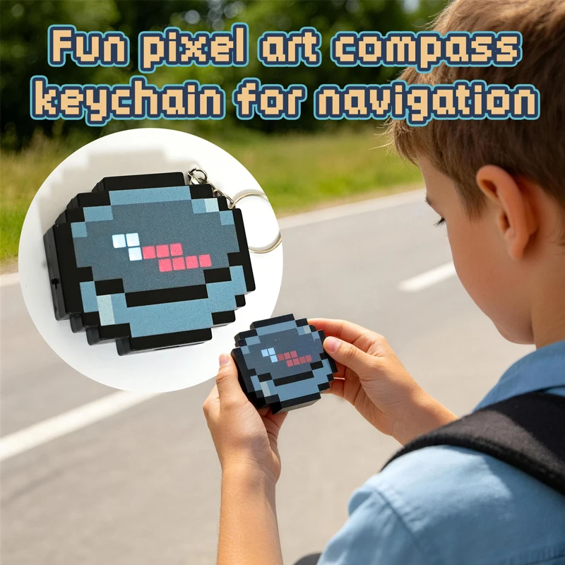 2026 NEW Rechargeable Pixel Compass Keychain Portable Moveable Retro Gaming Accessory Trinket Cool Gamer Gift for Girls Boys image 4