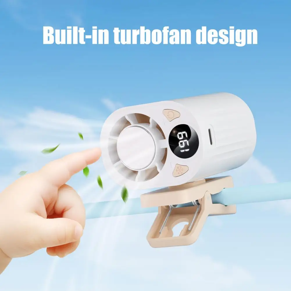 Hands-free Personal Fan Portable Clip-on Fan with Led Display Usb Rechargeable Personal Fan 3-speed Adjustable for Car Travel