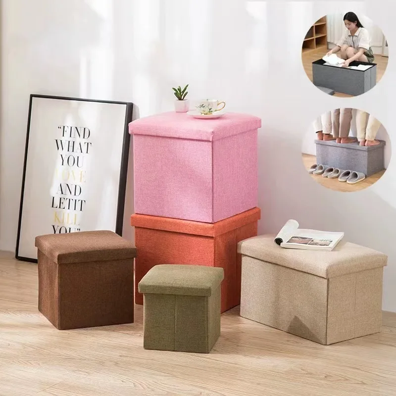 

Multifunctional Fabric Organizer Storage Stools Box Foldable Storage Stool Boxes With Padded Seat Home Organization Sundries Box
