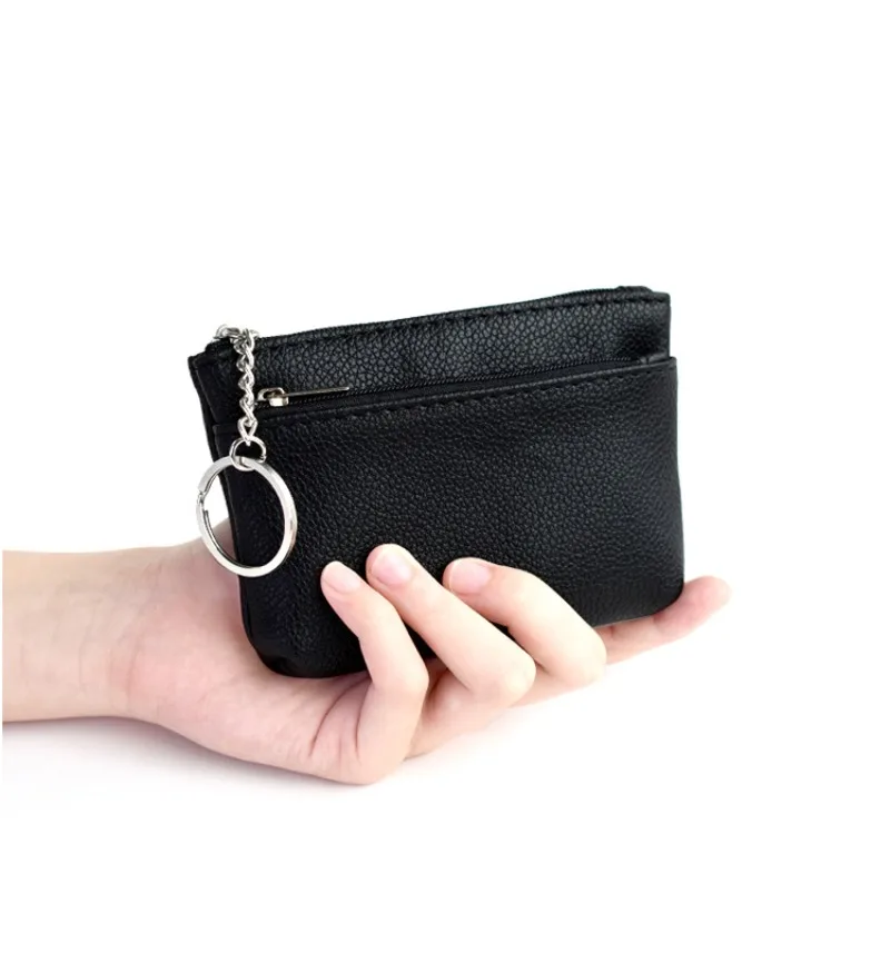 

Mini PU Leather Coin Purse, Multifunctional Zipper Keychain Wallet, Fashion Card Holder for Women
