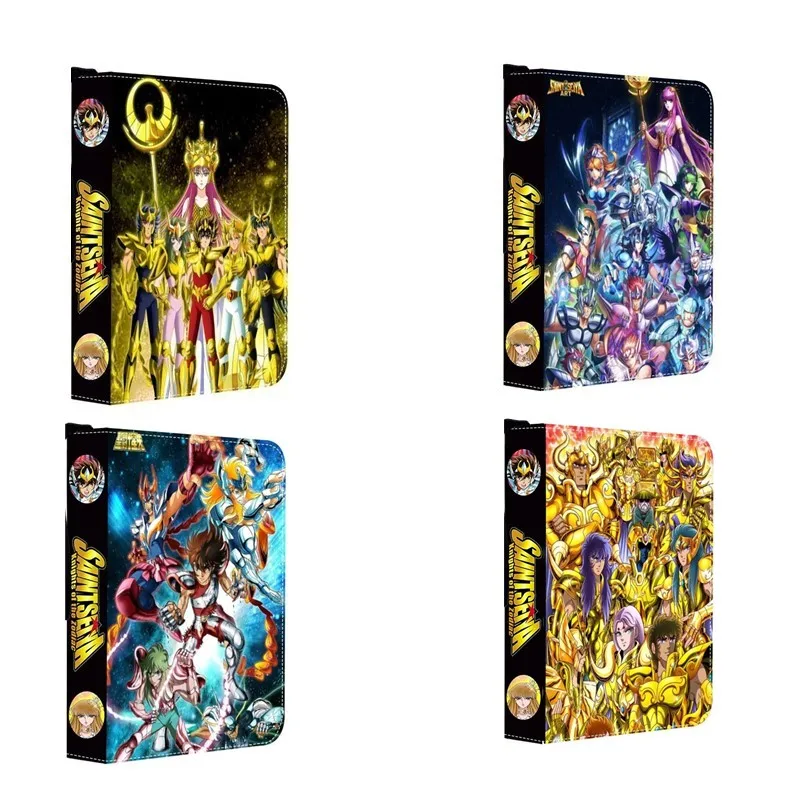 400-900 pçs saint seiya cartão álbum livro pasta 9 slots de cartão coleções zíper bolso duplo zíper cartão fichário titular brinquedos presentes