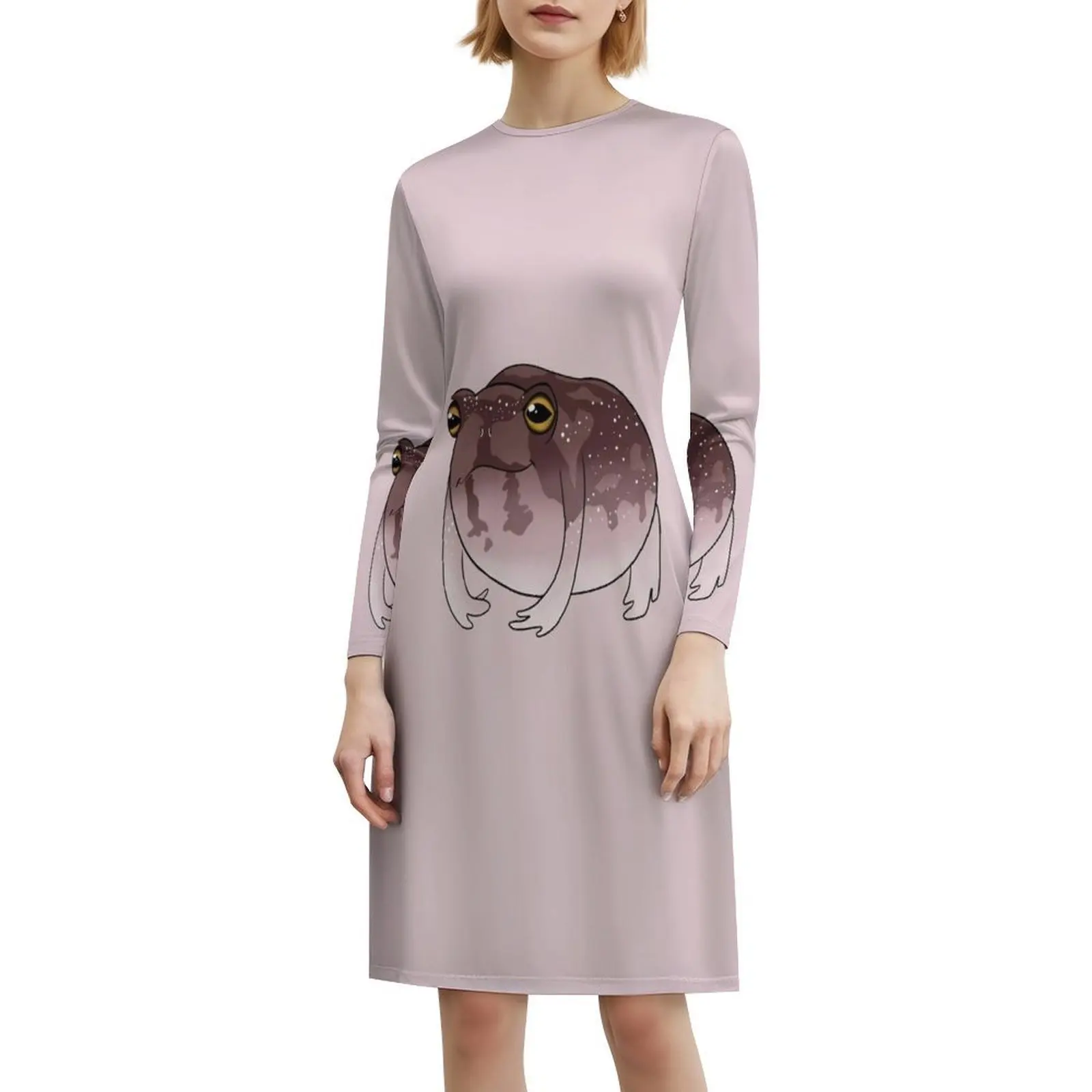 لطيف يبتسم الصحراء المطر الضفدع المرأة الشارع الشهير فستان الحفلات العصرية طباعة نادي الملابس للإناث الضفدع يبتسم الصحراء الضفدع #6