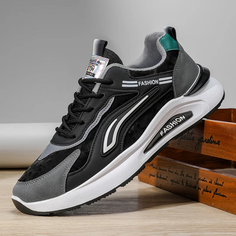 Autumn Men's Sneakers 2025 Fashion Comfortable Breathable Running Shoes Outdoor Leather Non-slip Casual Shoes Zapatillas Hombre