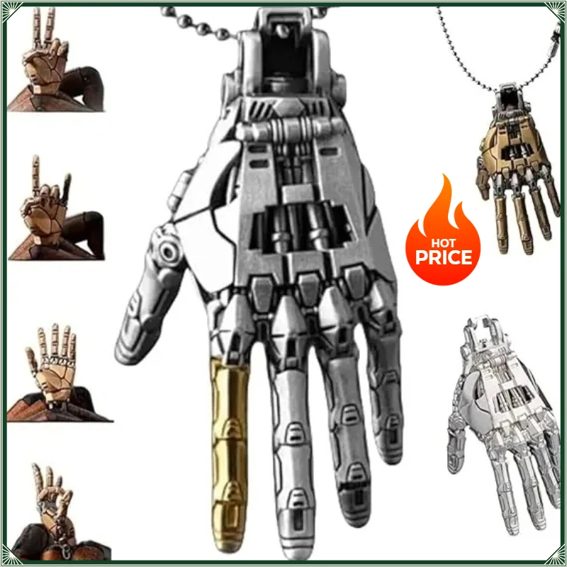 NEW 5cm Robot Hand Collectible Mechanical Bionic Hand With Chain Movable Finger Joints Hand Charm Display Gifts Pendant Ornament