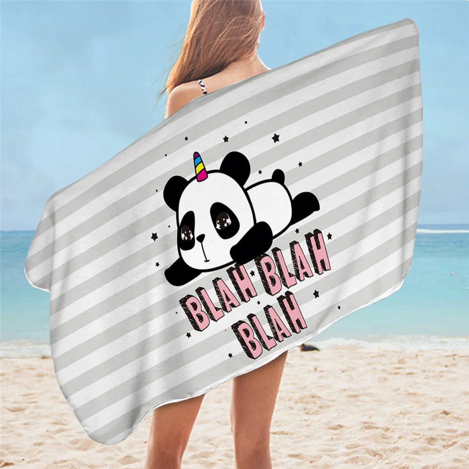 Panda Bath Towel Bathroom Microfiber Cartoon Beach Towel Animal Kids Teen Shower Towel Summer Blanket Toalla