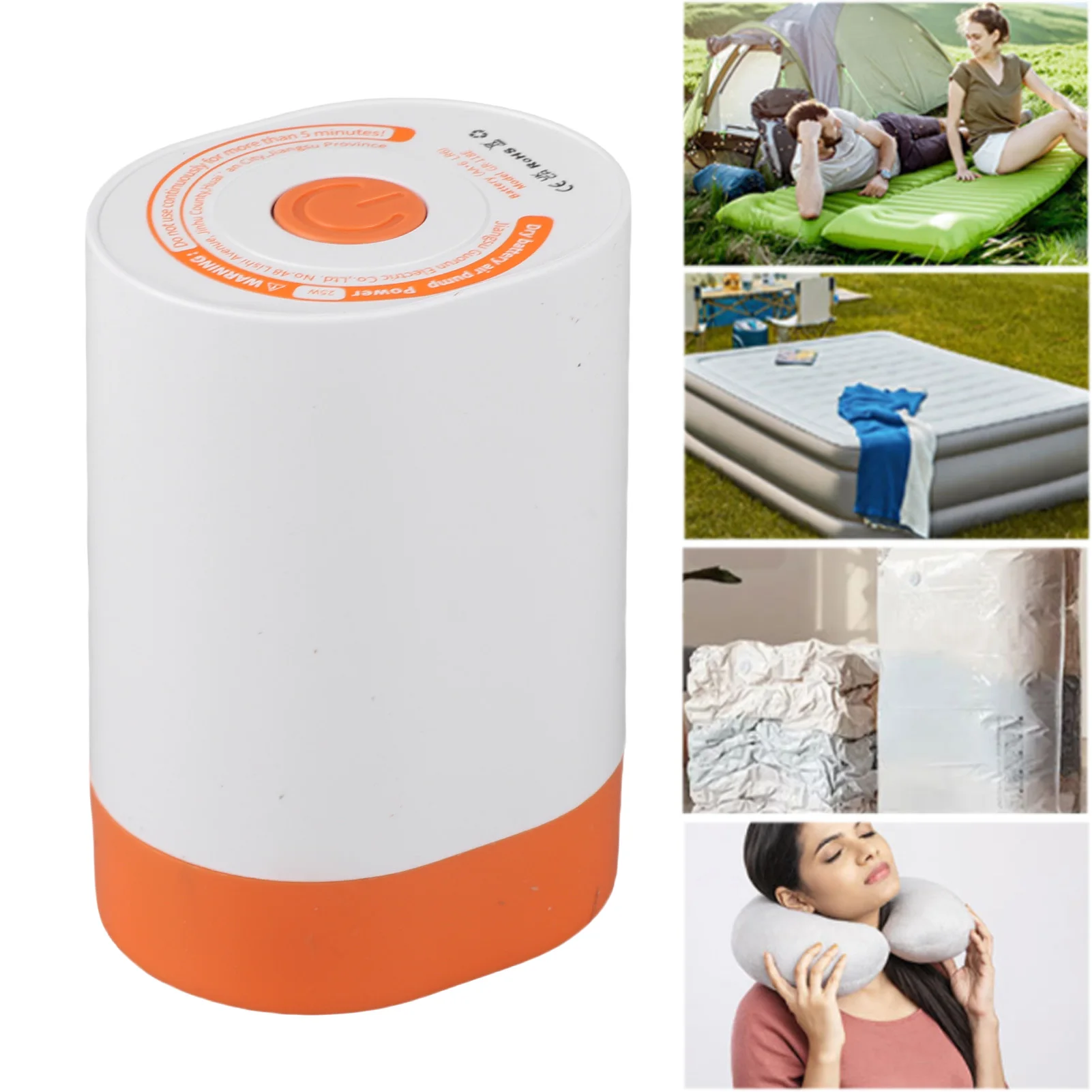 

Electric Air Pump 3.5kPa Portable 2 in 1 Inflator Deflator Pump with 5 Nozzles for Air Mattresses Vacuum Bag Vacuum Bag Pump