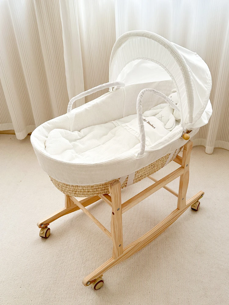 Hxl Baby Cradle Portable Small Sleeping Basket Bed in Bed Newborn Basket Hand Woven