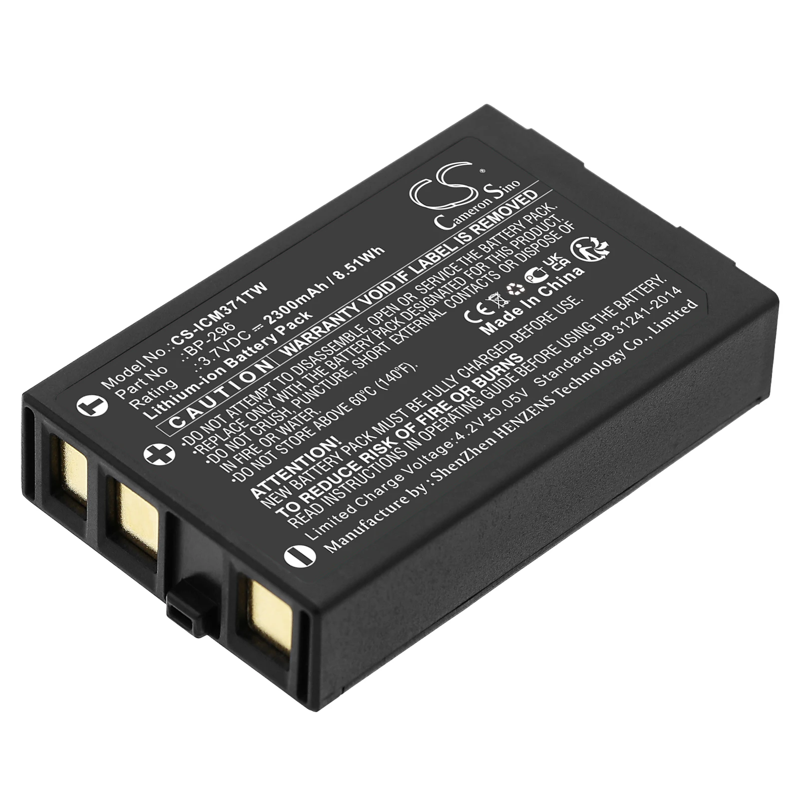 

CameronSinoTwo-Way Radio Battery BP-296 3.6V 2350mAh for Icom IC-M37 IC-M37E Li-ion Li-ion 3.70V 2300mAh / 8.51Wh