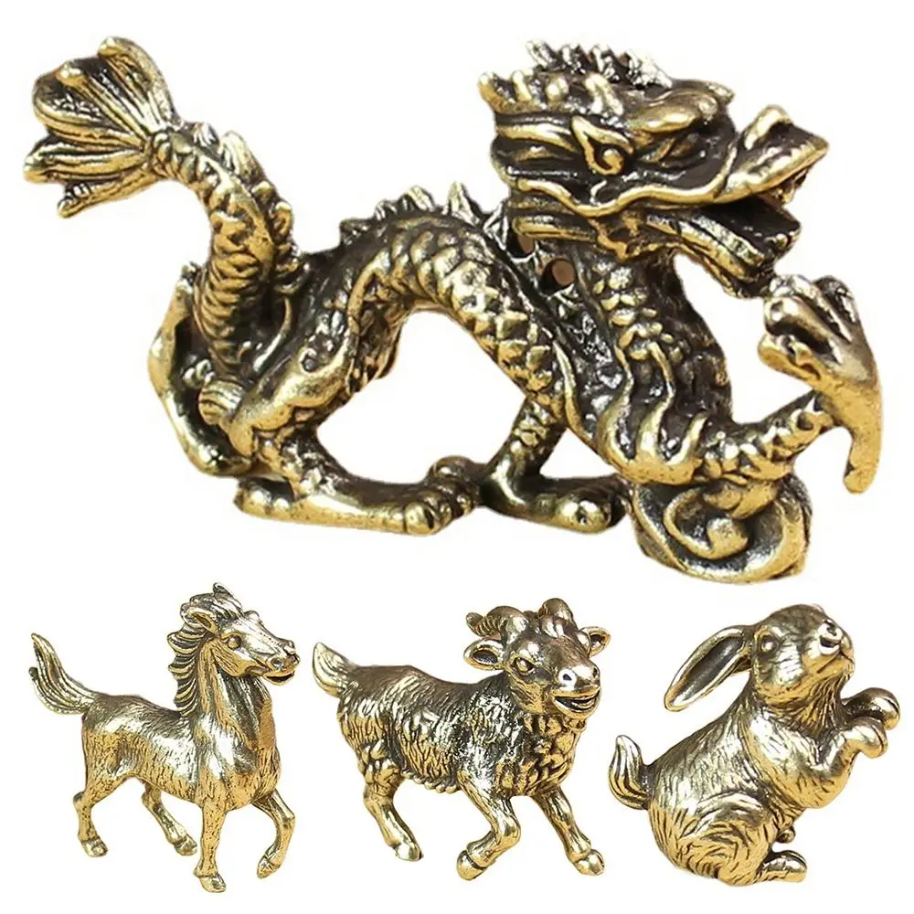 New Year Pure Copper Car Ornaments Copper Miniatures Figurines Bull Ornament Sculpture Copper Statue Home Office Decoration