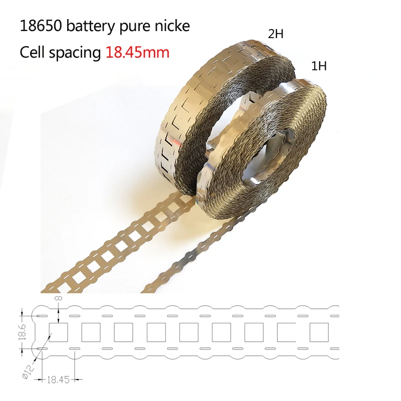 1 Meter Pure Nickel Strip For 18650 Lithium battery pack Thickness 0.15mm Cell spacing 18.45mm