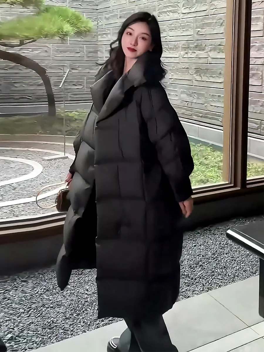 2025 invierno nuevo Faionable versátil Thiened Fce forrado blanco Du abajo Puffer Jaet abrigo de longitud media de moda para mujer