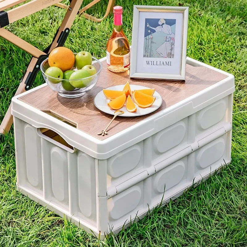 Outdoor Camping Storage Box Thickened Storage Box Foldable Storage Box Car Mounted Wooden Cover Portable Household Storage Box