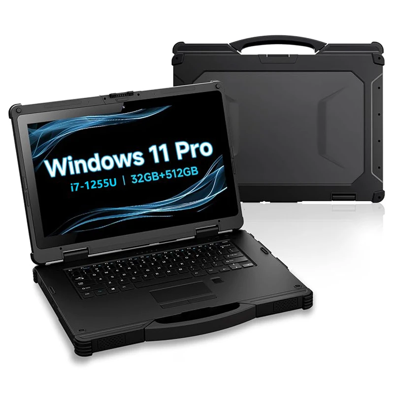 

14 inch Rugged Laptop Windows 11 Pro, Heavy Duty Notebook Intel Core 32GB+256GB, WiFi 6 BT 5.1 Industurial Computer 1000 Nits