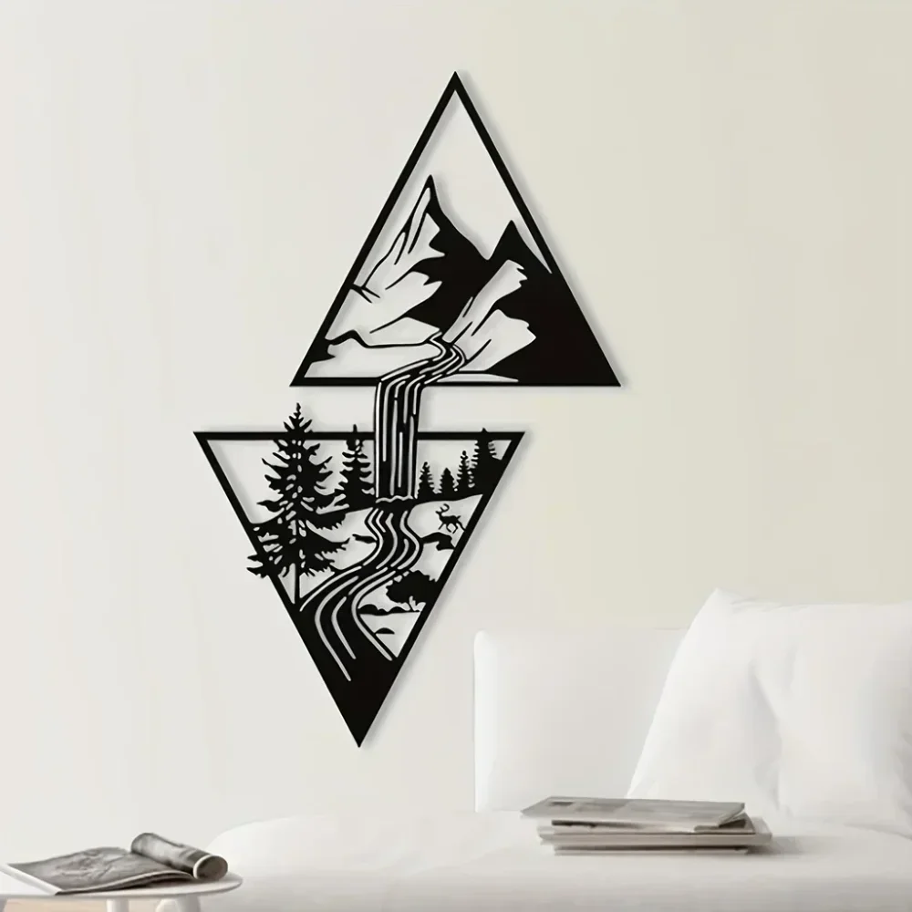 Mountain Wall Art, Mountain Waterfall Metal Wall Art Home Decor, Metal Wall Art, Home Decor Modern Art Wall Ornaments Artwork