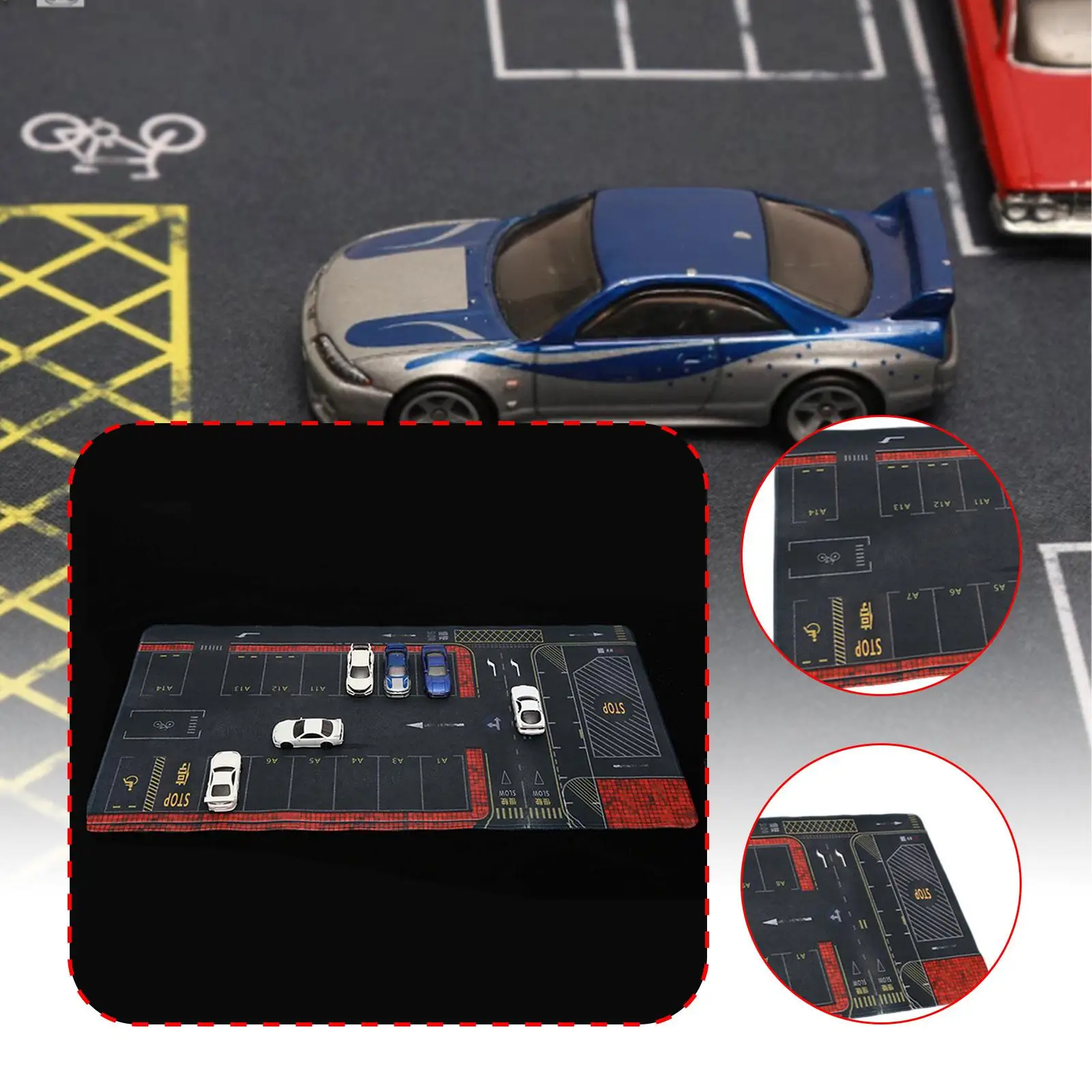 Podkładka pod mysz 1/64 Parking Lot Mata Rolowana Ekspozycja Układ Biurko Antypoślizgowa Układ Garaż Zabawka Podkładka pod Mysz Scena Pojazdów Ekspozycja