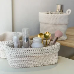 Handmade Storage Basket Nordic Concise Hand Knitting Organizer Hanging Barrel Make Up Stuff Organization Home Dorm Table Decor