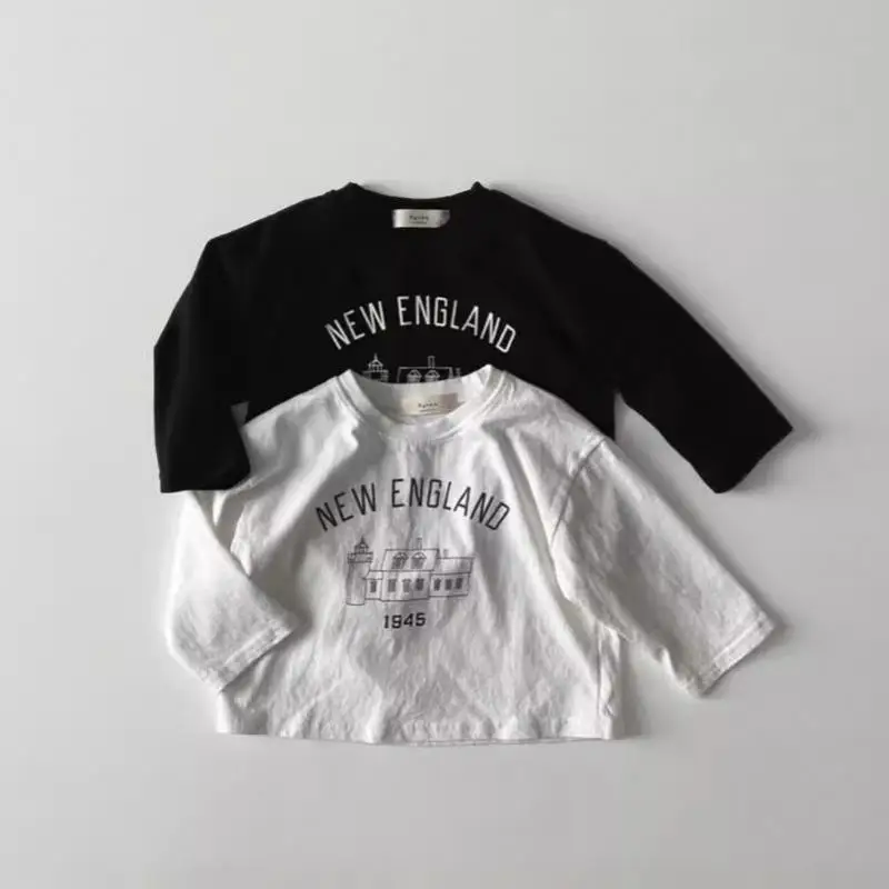 

2025 Autumn New Baby Long Sleeve T Shirts Infant Girl Letter Print Casual Bottoming Shirts Toddler Boy Simple Versatile Pullover