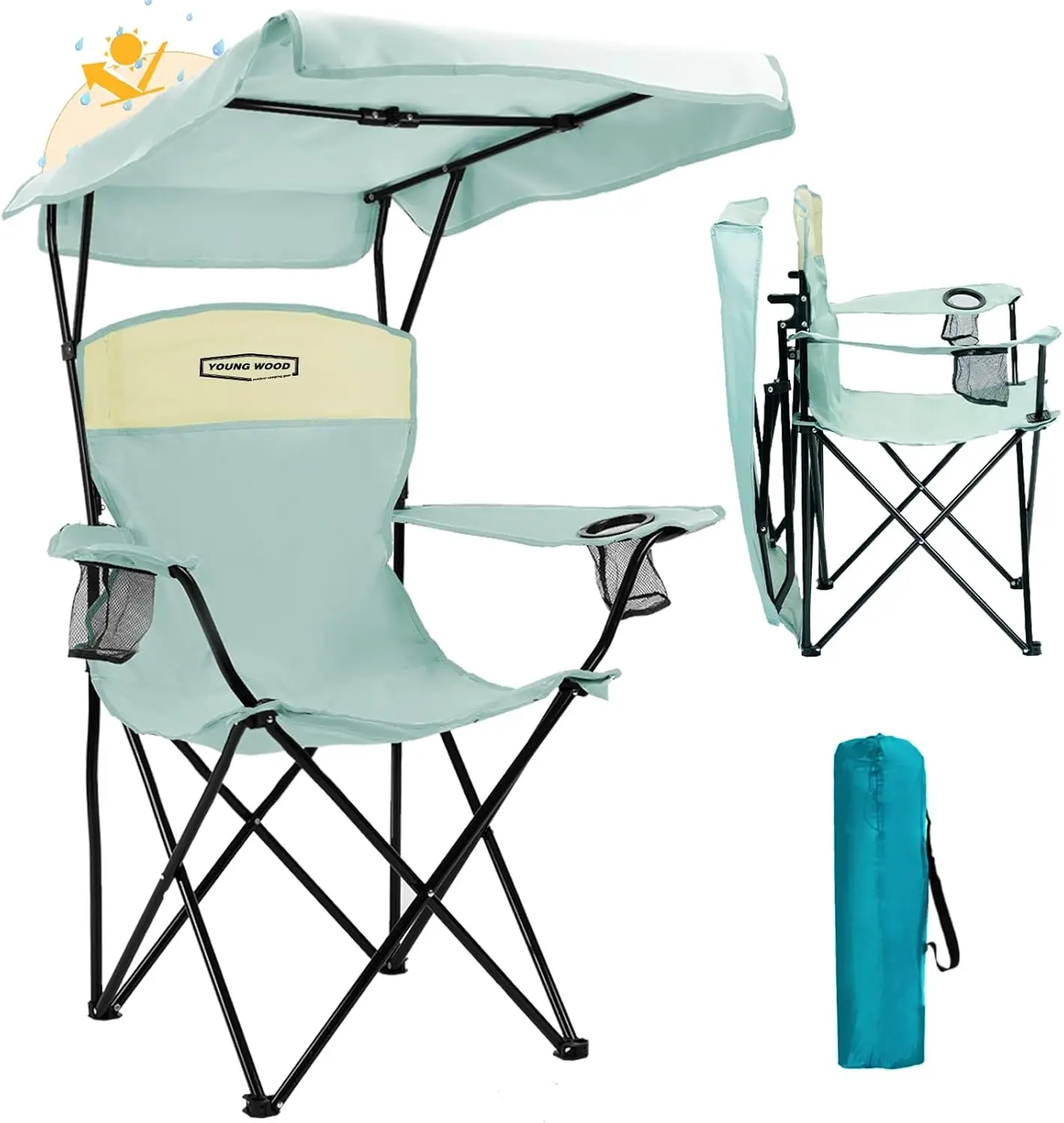 

Portable Camping Chair with Adjustable Canopy, Lightweight Oversized for Outdoor Activities, Blue