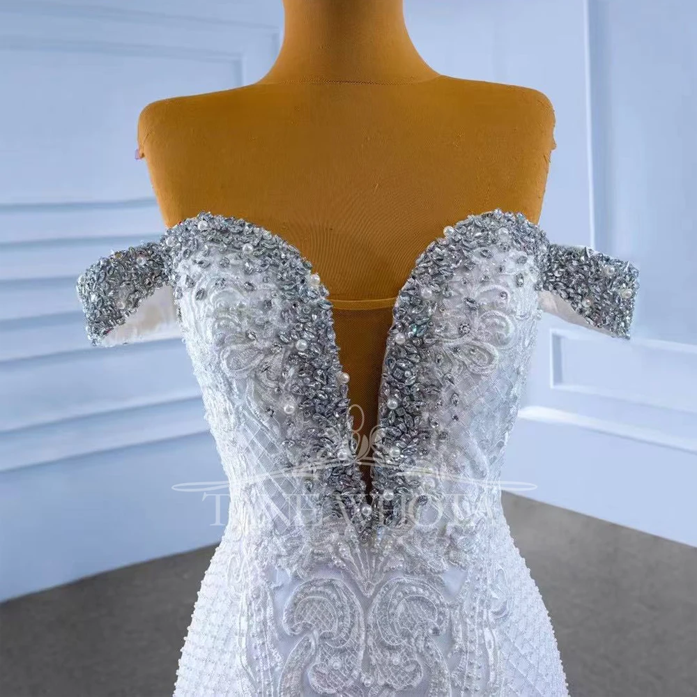 Vestido De Novia Princesa Sweetheart Off Shoulder Lace Up Back Beading Sequined Ruffles Luxury Customized Mermaid Bridal Dress