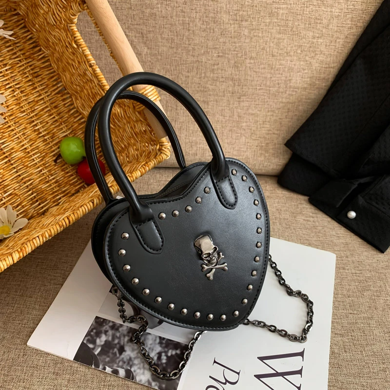 Mini Bags for Women Trend 2024 PU Leather Solid Color Love Shape Cross Skeleton Purses and Handbags New Shoulder Crossbody Bag