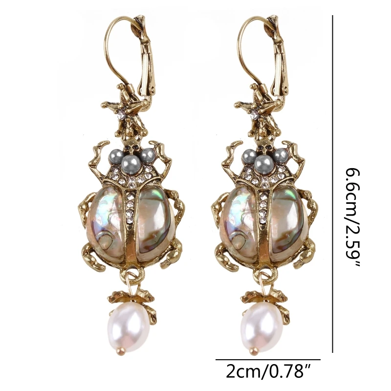 Fashionable Beach Jewelry Decoration Freshwater Pearl Beetle Drop Earrings Natural Abalone for Shell Earrings Gift for Dropship