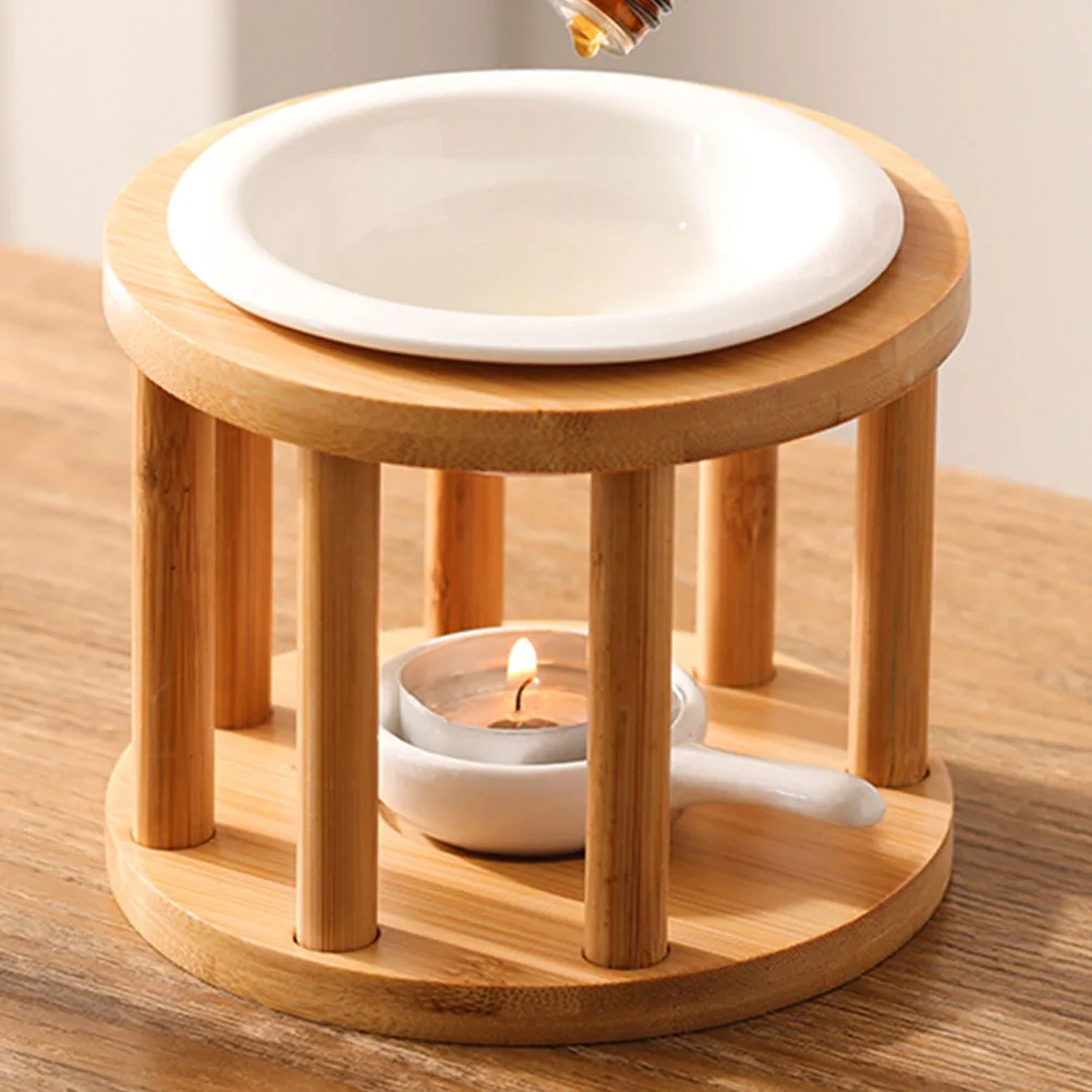 

Ceramic Bamboo Holder Tealight Oil Scented Wax Melt Burner Burner Aroma Diffuser Essential Incense Stick Warmer Wax Melt