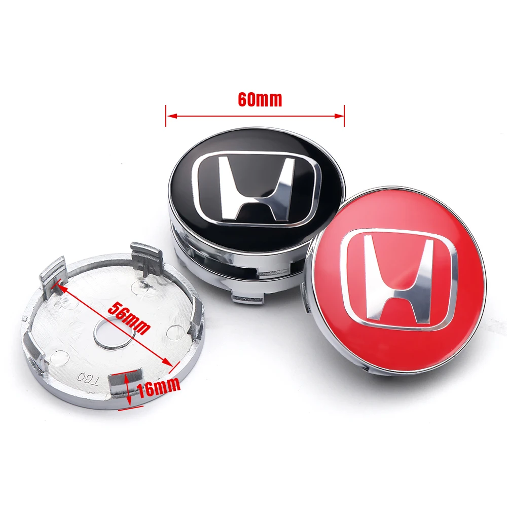 4pcs 56/60mm Car Wheel Center Cover Hub Caps Badge Auto Accessorie For Honda Mugen INSPIRE VTEC DOHC Modulo Vezel CITY CIVIC RR