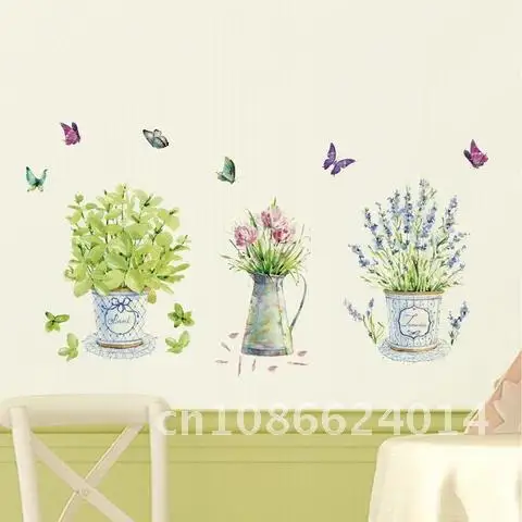 

Vase butterflies Flowers Wall Stickers Corridor window landscaping decoration home Mural art Decals wallpaper sticker Beautiful