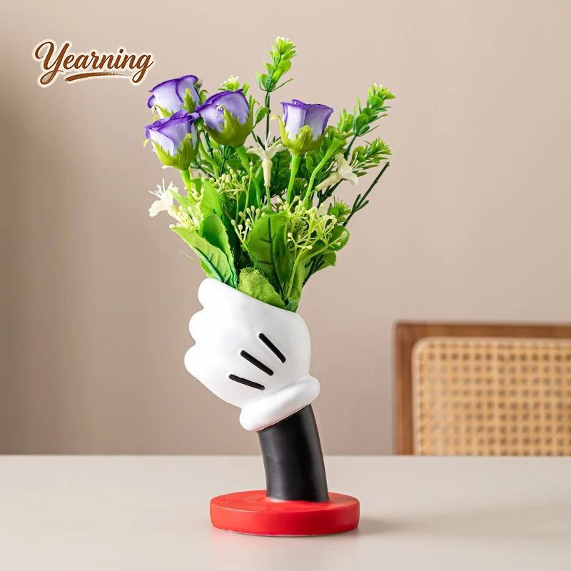 Modern Nordic Light Luxury Mickey Handheld Vase Pen Holder Desktop Ornament for Living Room Bedroom Decor