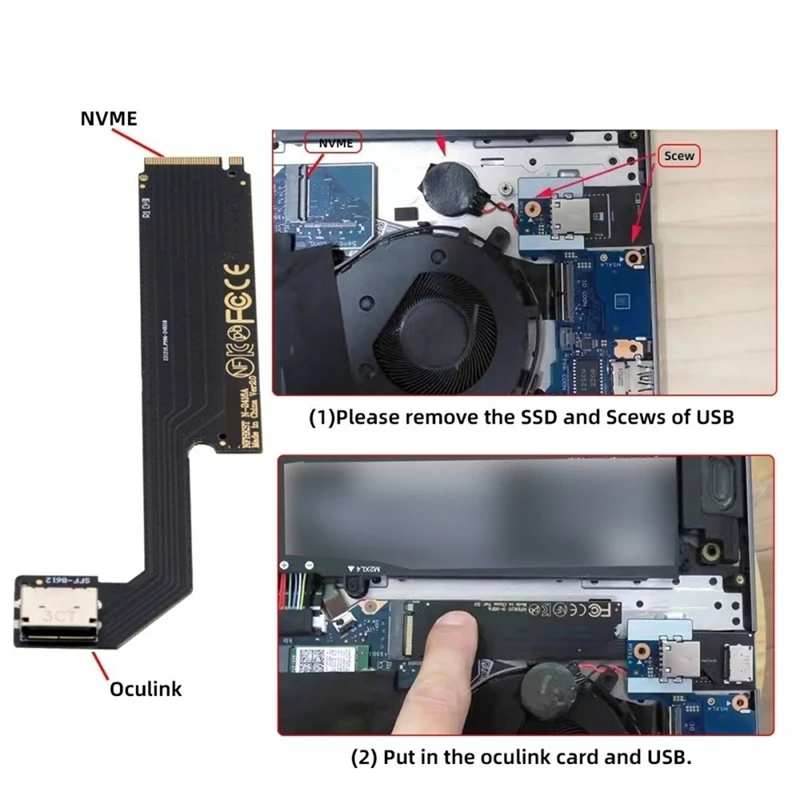 PCI-E 3.0 4.0 M.2 M-Key إلى Oculink SFF-8611 SFF-8612 محول المضيف لـ 2024 Thinkbook 16 + AMD8845 بطاقة الرسومات الخارجية