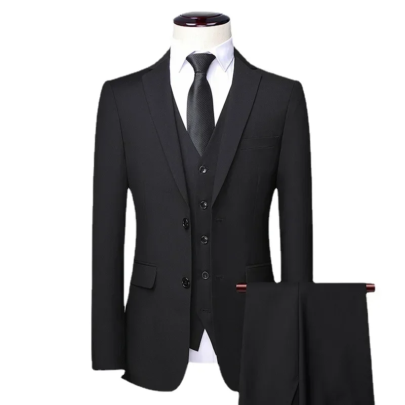 

(Blazer+ Vest + Pants) Men Suit Fashion Business Gentleman's Professional Slim Outdoor Decoration Body Wedding Casual Suit 8XL