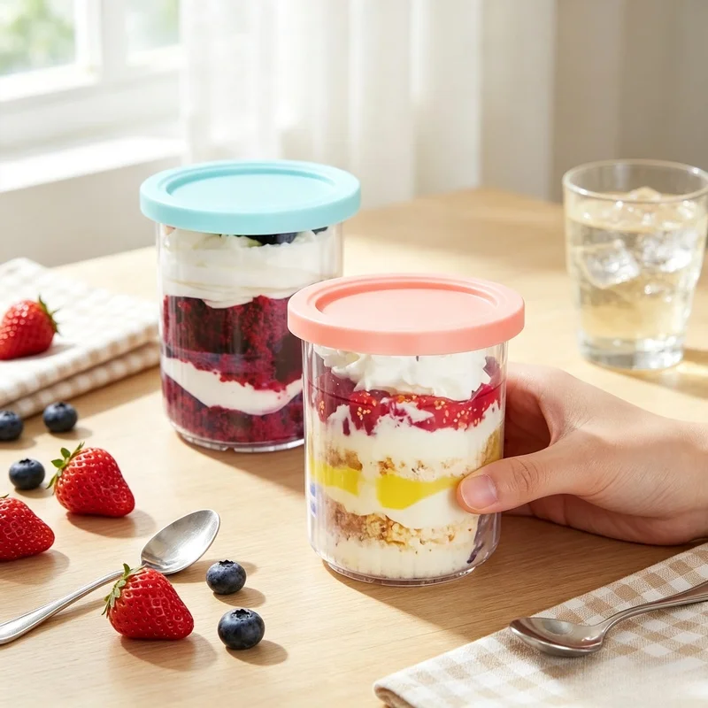 Replacement Pint Cups With Lids Compatible Ninja Creami Deluxe NC500 NC501 Ice Cream Maker Family Storage Container Set