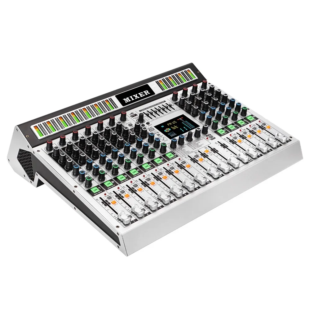 MX12 Professional Audio DJ Controller Mixer 12-Channel Digital Console with Sound System Metal Material