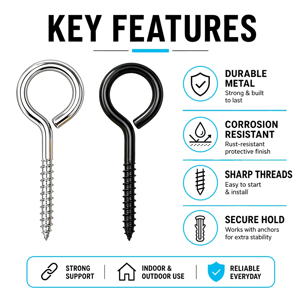 Heavy Duty eye Hook Screw Suspension Ring is Used to Fix Rocking Chairs Hammocks Indoor and Outdoor Hanging Plant Accessories