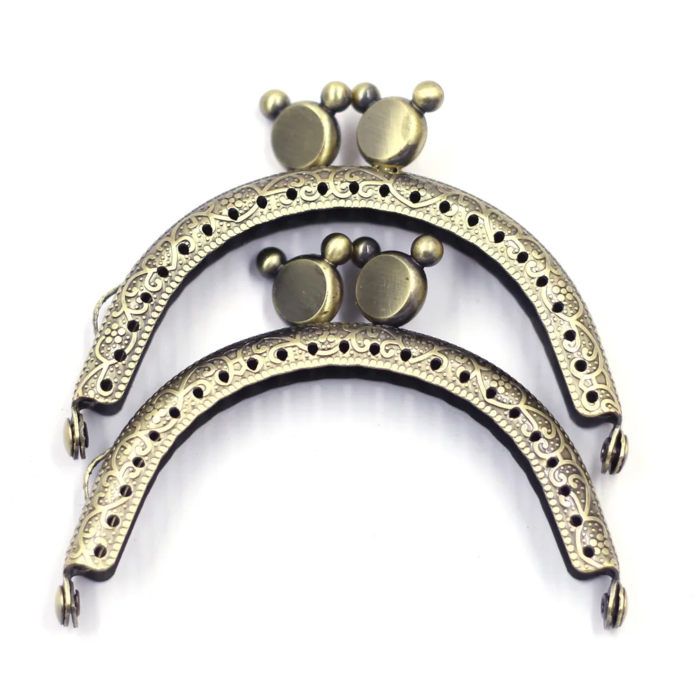 Kiss Clasp Lock Arch Metal Frame With Holes Beer Heads Bronze Tone For Coin Purse Bag Wallet Craft DIY Accessories 85mm