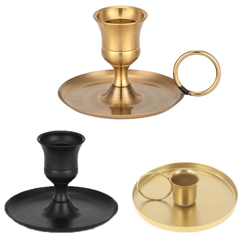 Metal Candle Holder Desktop Candlestick Adornment Candle Holder With Handle Centerpiece Dining Table Wedding Festive Decoration