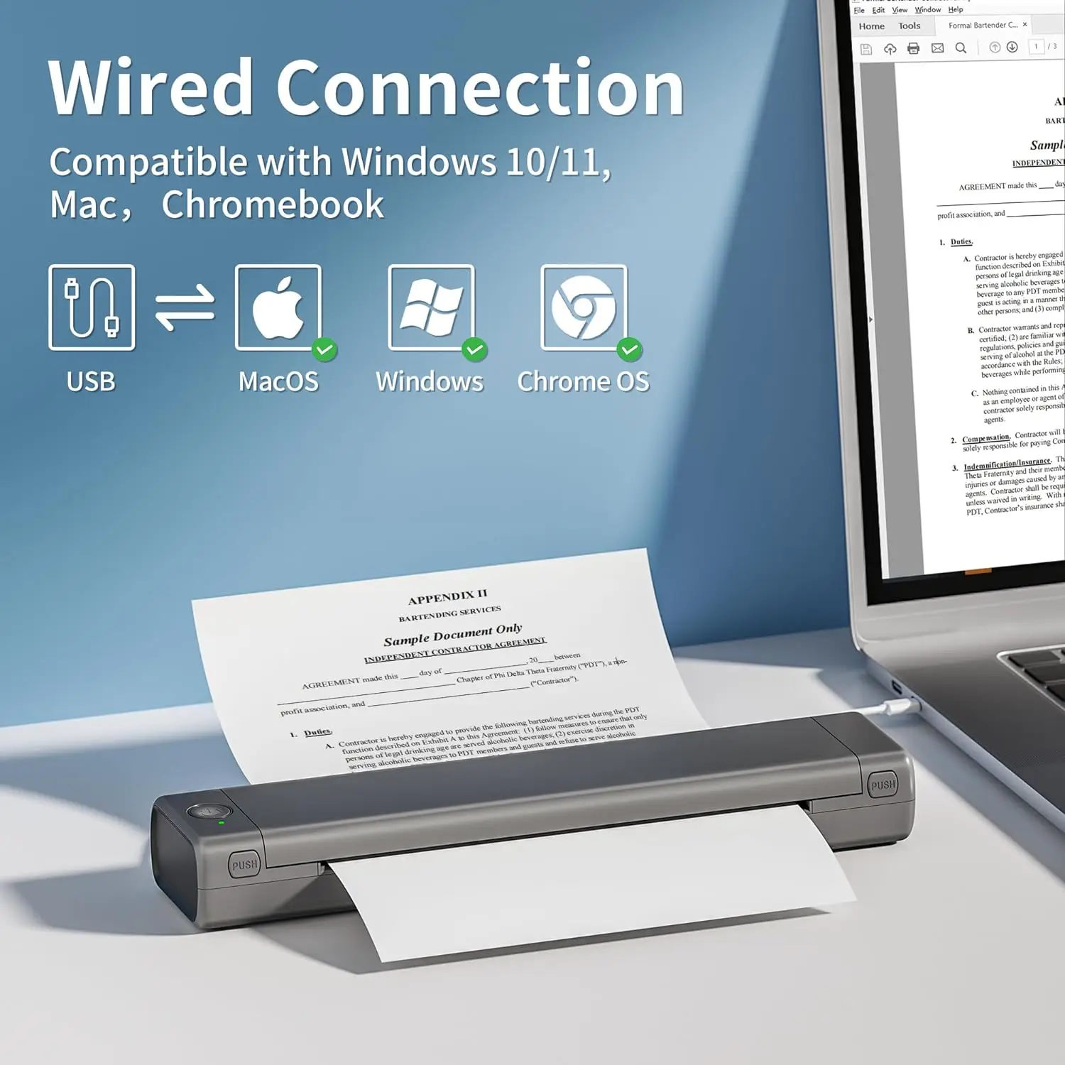 Phomemo M08F Wireless Printer A4 Paper Portable Thermal Printer 210mm Quick Print Suitable For Travel/work