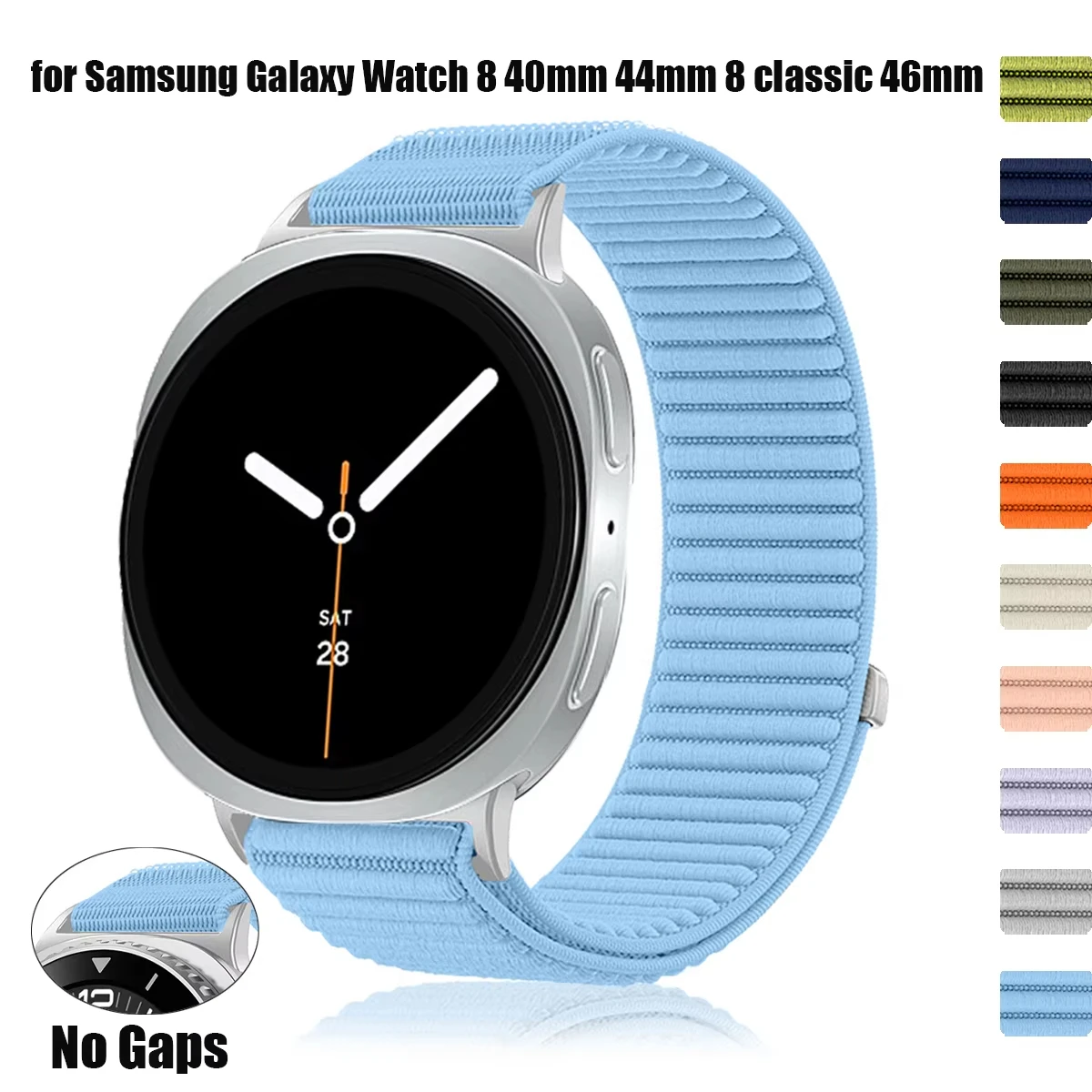 Nylon-Schlaufenarmband für Samsung Galaxy Watch 8 40 mm 44 mm, geflochtenes, bequemes, atmungsaktives Band für Galaxy Watch 8 klassisches Zubehör