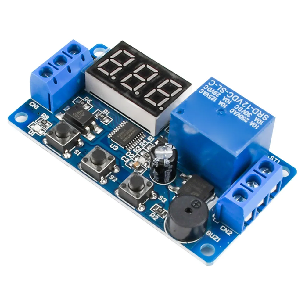 DC 12V Trigger Cycle Delay Timer Switch Turn On Off Relay with Buzzer LED Display 3-Button Optocoupler Isolated Time Delay Relay