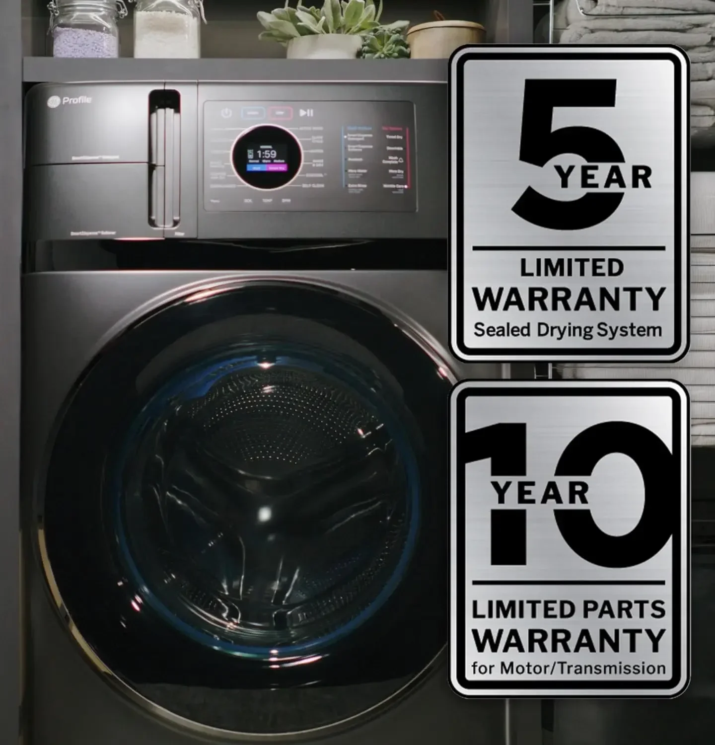 Profile PFQ97HSPVDS 28 Inch Smart Front Load Washer/Dryer Combo with 4.8 cu.ft. Capacity, 12 Wash Cycles, 14 Dryer Cycles