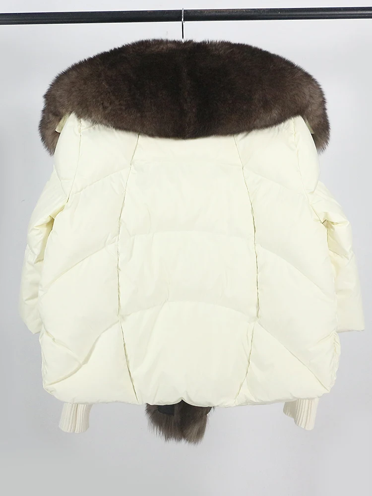 OFTBUY Neue Weiße Daunenjacke für Damen, Warmer Loser Wintermantel mit Natürlichem Echtfuchs-Pelzkragen, Dicke Luxus-Oberbekleidung, Neue Mode – Detail 17
