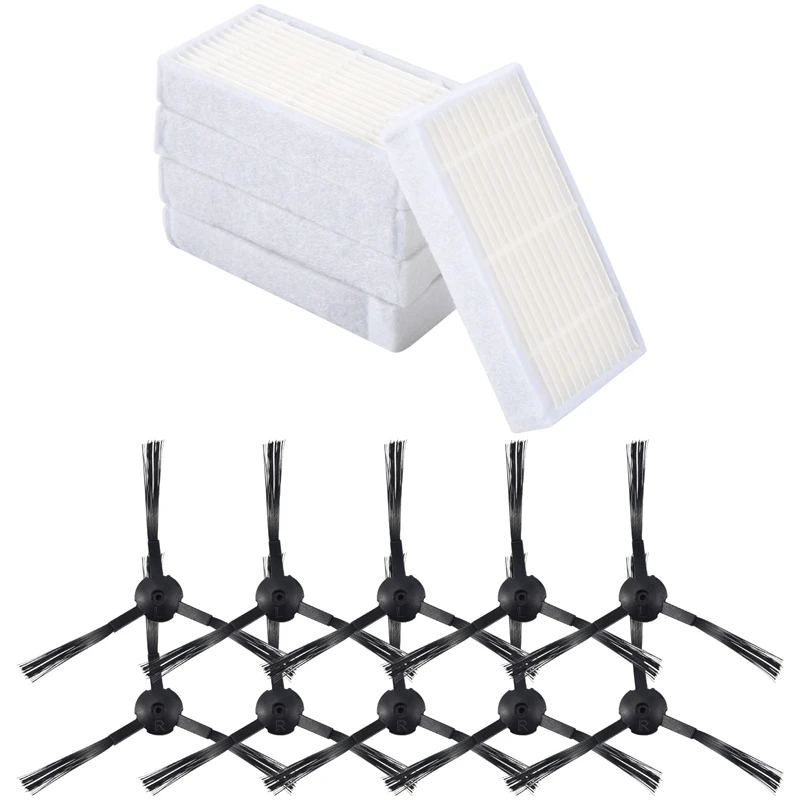 Комплект аксессуаров для пылесоса Panda X500, Gutrend Joy90/Fun 110, Ecovacs Cr120/Cen540 Hepa-фильтр X 5 шт. + боковая щетка X 10