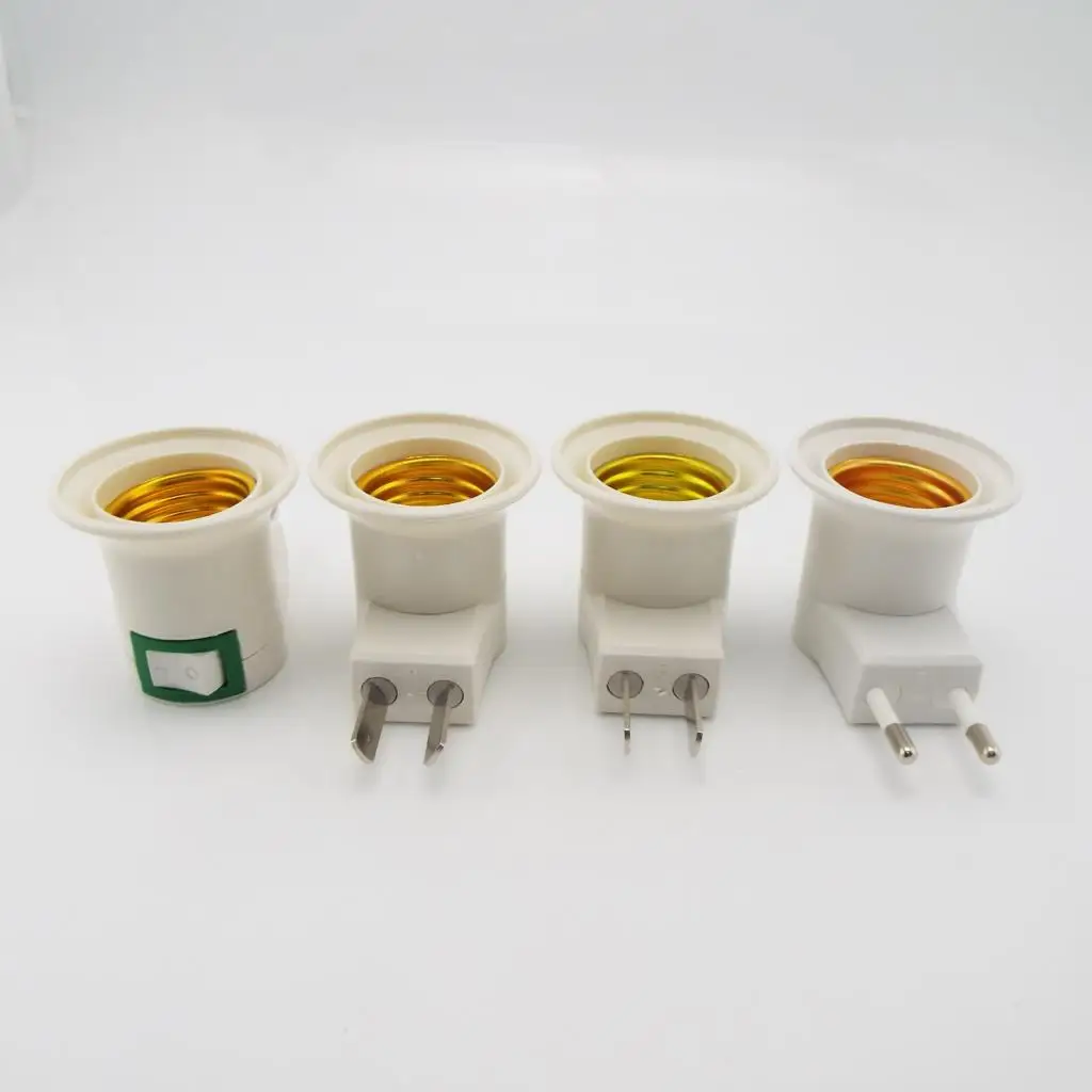 E27 Socket LED Light To EU Plug holder  Adapter Converter ON/OFF For Bulb Lamp Holder Lamp Base D3