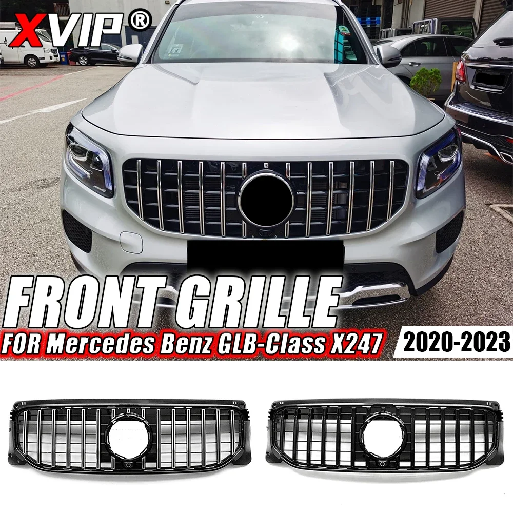 XVIP Chrome Silver Diamonds Style Upper Grille For Mercedes Benz GLB-Class X247 GLB250 GLB200 2020-2023 GTR Style Bumper Grilles