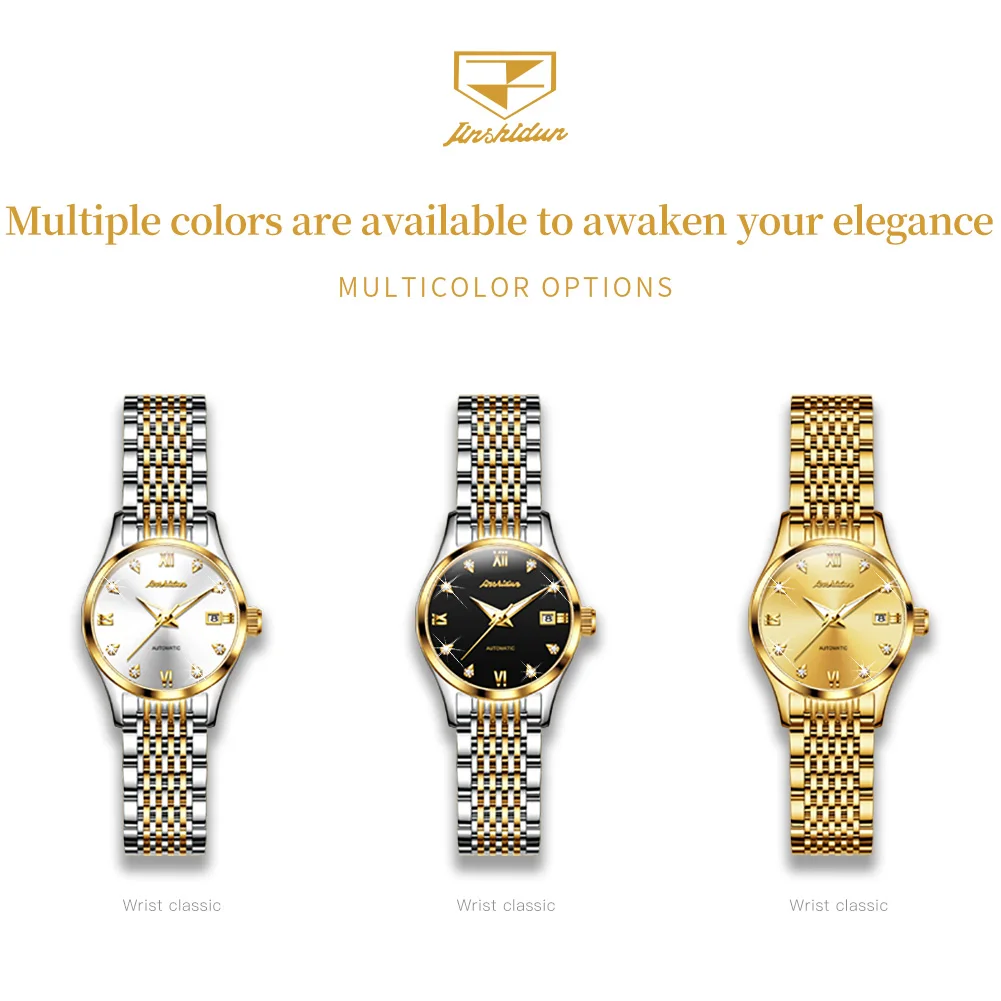 JSDUN Original Women\'s Automatic Mechanical Watch Waterproof Stainless Steel Lady Wrist Watch Elegant Fashion Watches for Women