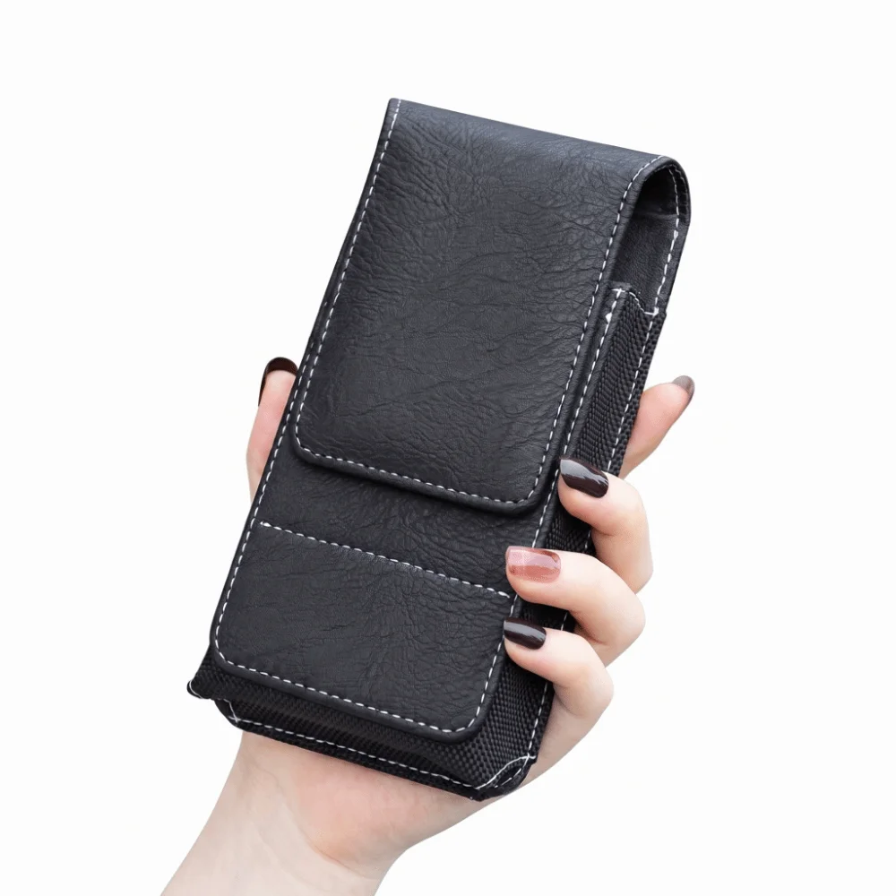 Iron Buckle Card Slot Phone Waist Pack PU Leather Vertical Phone Belt Clip New Durable Belt Hanging Pouch Universal Use